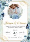 Blue and White Floral Wedding Invitation